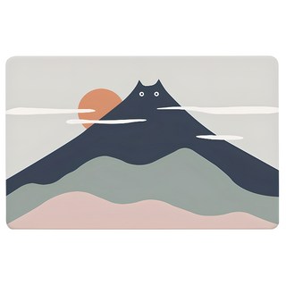 西格傢飾 畢卡喵軟珪藻土防滑吸水地墊 瞬間吸水 快速揮發 柔軟耐磨, 富士喵 藍色, 39.2 x 60cm