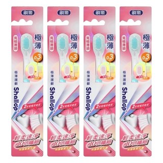 Shallop 刷樂 極薄護齦牙刷 顏色隨機, 1入, 4支