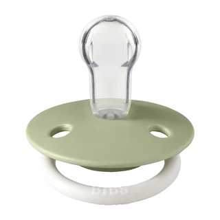 BIBS De Lux矽膠奶嘴, 圓形奶嘴仿似媽媽乳房, 輕材質設計不易掉落, 安全材質呵護寶寶, 0~18m, 灰綠, 1個