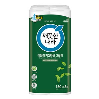 깨끗한나라 데일리 키친타올 그린티, 150매, 8개