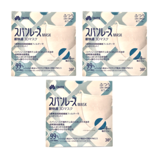 OHTE 新快適 3D立體口罩 成人用, 白色, 30片, 3盒