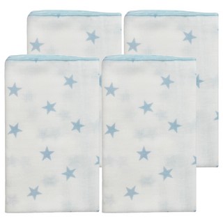 Simba 小獅王辛巴 極柔感印花紗布澡巾, 好自藍, 4條