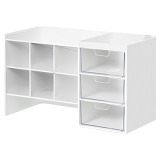 SYSmAX 蜂巢式桌面抽屜收納置物架2.0 網格設計 可堆疊, 白色 + 透明, 1個