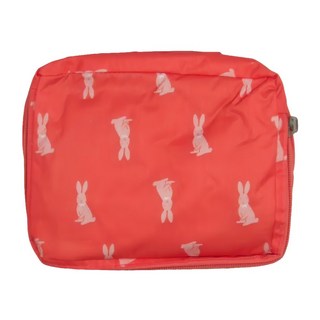 E.City 加厚款可愛動物圖案防水折疊背包, 尼龍材質, 橘色底加藍色兔子圖案, 39 x 47cm, 玫底 + 粉色兔