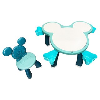 Disney 迪士尼 兒童遊戲桌組 桌子78 x 68 x 50cm + 椅子55 x 38 x 25cm, 1組, 湖水綠