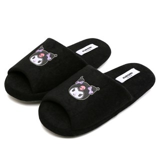 산리오 캐릭터즈 얼굴 테리 거실화, 블랙, 1개