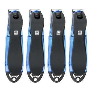 ZWILLING 雙人 晶亮多向旋轉指甲刀 + 可拆式銼刀 100mm, 晶亮藍, 4個