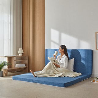 sky shop 韓國製造 Sensible 優質三折式床墊, 8cm, 布紋藍