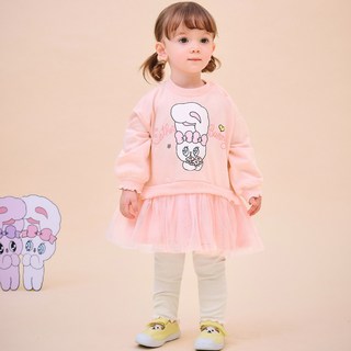 milkmile 女童款艾絲樂小兔花朵圖案紗裙長袖上衣+長褲套裝