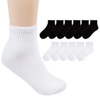 BASE ALPHA ESSENTIALS 柔軟聚酯纖維學生素色中筒襪 12雙組