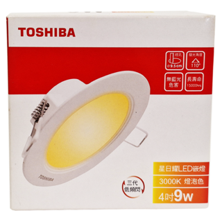 TOSHIBA 東芝 星日耀 9W LED崁燈 4吋 ELS-DL32009A1A03 直徑109 x 40mm, 燈泡色, 1個