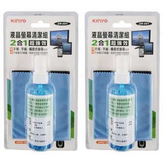 Kinyo 液晶螢幕清潔組 清潔劑100ml + 清潔布185 x 115mm 150g, 藍色, 2組