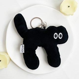 아트조이 띠용캣 고양이 키링, 13cm, BLACK, 1개