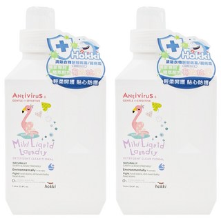 hokki 小怪獸 Antivirus+ 洗衣精 溫和清潔 純淨花香, 1L, 2瓶