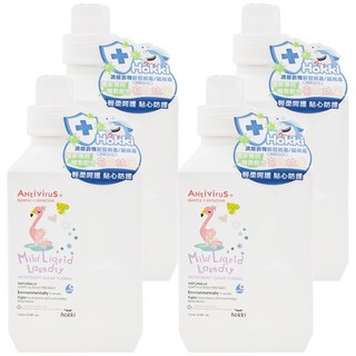 hokki 小怪獸 Antivirus+ 洗衣精 溫和清潔 純淨花香, 1L, 4瓶