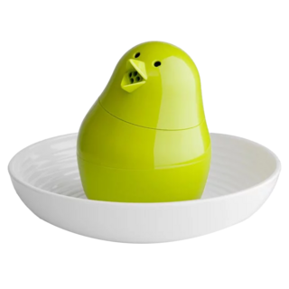 QUALY 唧兒胡椒鹽罐 胡椒鹽罐 + 盤子 120 x 80mm 白盤綠鳥, 1組