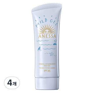 아넷사 미네랄 UV 선스크린 마일드 젤 SPF35 PA+++, 4개, 90g