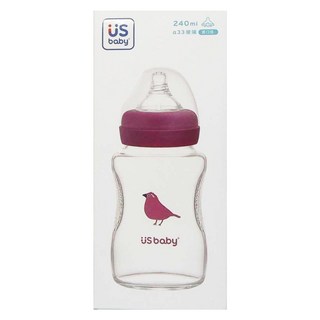US baby 優生 真母感玻璃奶瓶 寬口徑 240ml, 台灣朱雀, 1瓶