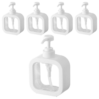 小麥購物 簡約分裝按壓瓶 L2242 300ml, 5個, 白色 + 透明色