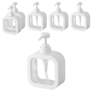 小麥購物 簡約分裝按壓瓶 L2242 300ml, 6個, 白色 + 透明色