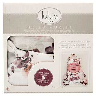 lulujo竹纖維帽子包巾組 0-4個月寶寶適用 透氣排汗