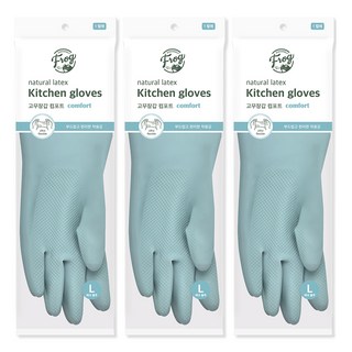 프로그 라텍스 컴포트 고무장갑, 애쉬블루, 대(L), 3세트
