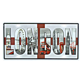 OPUS LOFT 純真年代 仿舊鐵皮車牌 倫敦 LONDON 馬口鐵, 31 x 15 x 0.1cm