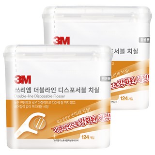 3M 雙線細滑牙線棒, 124支, 2盒
