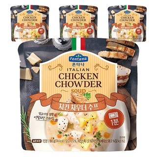 폰타나 이탈리안 치킨 차우더 크림 수프, 180g, 4개