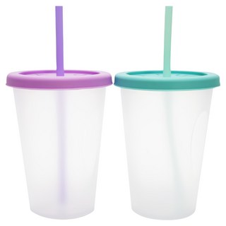 AGAFURA 吸管學習杯套裝, 紫色 + 薄荷色, 400ml, 2個