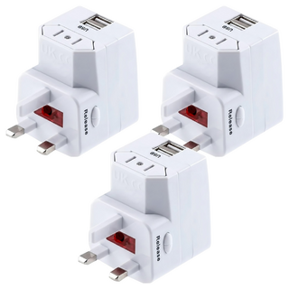 TRISTAR 三星牌 萬國充電器轉換插頭 3孔 TS-USB171, 3個, 8.5cm, 白色