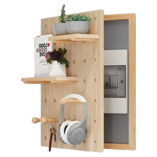 暖&和家居 創意木質洞洞板 電箱洞板, 原木色, 1組