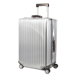 WIDE VIEW 免拆式行李箱保護套 20吋 透明 PVC, 灰邊 + 透明色