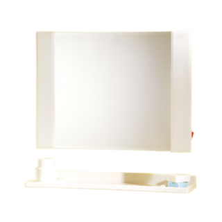 雙手萬能 經典防霧ABS方型浴鏡 附三用平台 63x45cm, 牙色