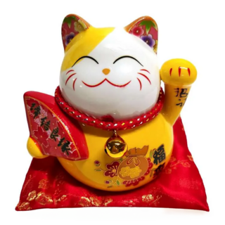 WANDU 瓦讀 五寶吉祥招財貓 黃色 4.5吋 陶瓷材質