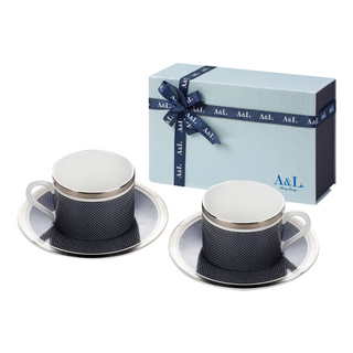 A&L 骨瓷咖啡對杯禮盒組, 王者寶藍 寶藍色, 1組