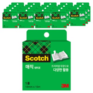 3M Scotch 神奇玻璃紙膠帶 補充包 18mm x 15m, 單一顏色, 20個