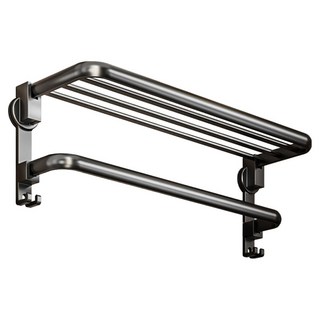 吸盤系列太空鋁折疊2層毛巾架 60 x 22 x 17.5cm, 槍灰色, 1個