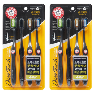 암앤해머 딥터치 초극세모 칫솔 세트, 4개입, 2개