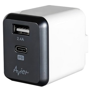 Avier PD3.0 + 2.4A USB-A/USB-C 電源供應器，30W 瓦數，PD快速充電，多重保護，全球通用，原廠保固，折疊式收納, 灰色, 1個