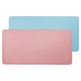 ezlife 雙面拼色防水皮革滑鼠墊/餐桌墊 70 x 35cm 辦公居家兩相宜, 淺藍色 + 煙粉色, 1個