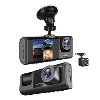 CV12 3XW 三鏡頭行車紀錄器，1296p高清錄影，廣角，循環錄影, 1個