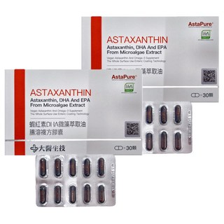 大醫生技 蝦紅素DHA微藻萃取油腸溶複方膠囊, 30顆, 0.6g, 2盒