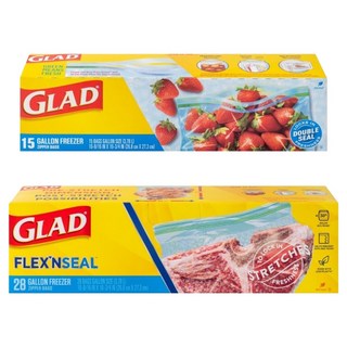 GLAD 佳能 四重夾鏈冷凍保鮮袋 大型 + Flex'n Seal 冷凍保鮮袋 大型 28入組, 1套