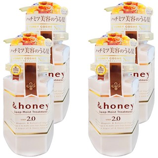 &honey 蜂蜜亮澤修護護髮乳2.0, 添加蜂蜜黃金比例, 90%以上高保濕成分，給予頭髮水潤光澤, 445g, 4瓶