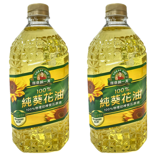 得意的一天 100%純葵花油 初榨葵花原油 保留天然風味 油質純粹, 2L, 2瓶