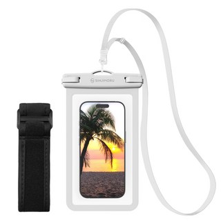 신지모루 IPX8 4중잠금 슬림 포켓 스마트폰 방수팩 + 넥스트랩 + 암밴드, 화이트, 1세트