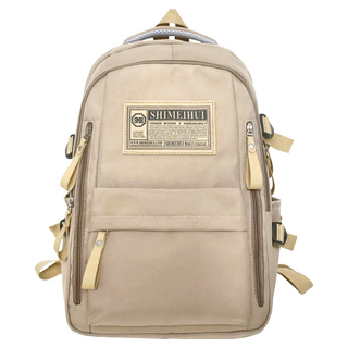 SHIMEIHUI 新款韓版 純色多層次收納防潑水雙肩抗震後背包, 46 x 37 x 5cm, 卡其色