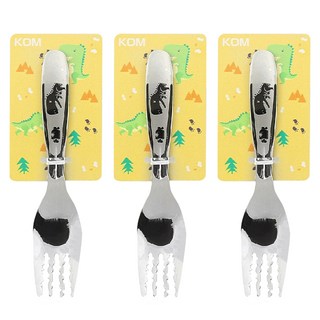 KOM 316不鏽鋼兒童叉, 恐龍 銀色, 13.3 x 2.7cm, 3個