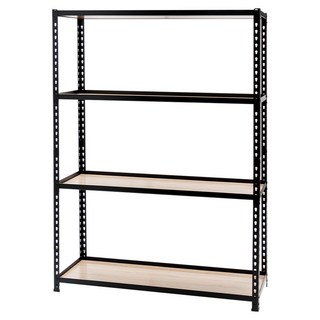 AMOS 免螺絲角鋼木板貨架 WTA031BK 121 x 31 x 169 cm 黑色, 1個, 4層